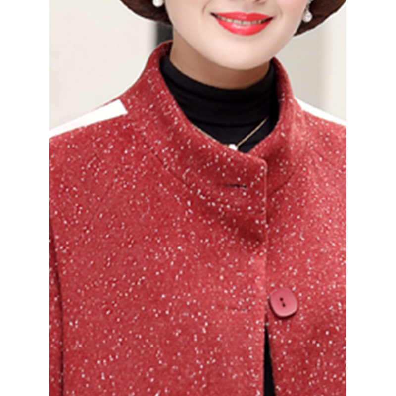 蓝旗中老年女装妈妈装新款秋冬装时尚毛呢外套中老年洋气秋装上衣服