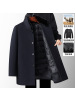 男式羊毛大衣秋冬新款中长加厚脱卸羽绒内胆羊毛风衣中老年呢大衣
