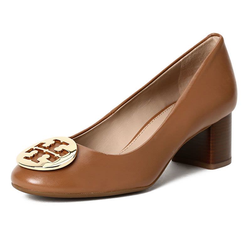 TORY BURCH/汤丽柏琦 女鞋经典徽标浅口粗高跟鞋 32854图片