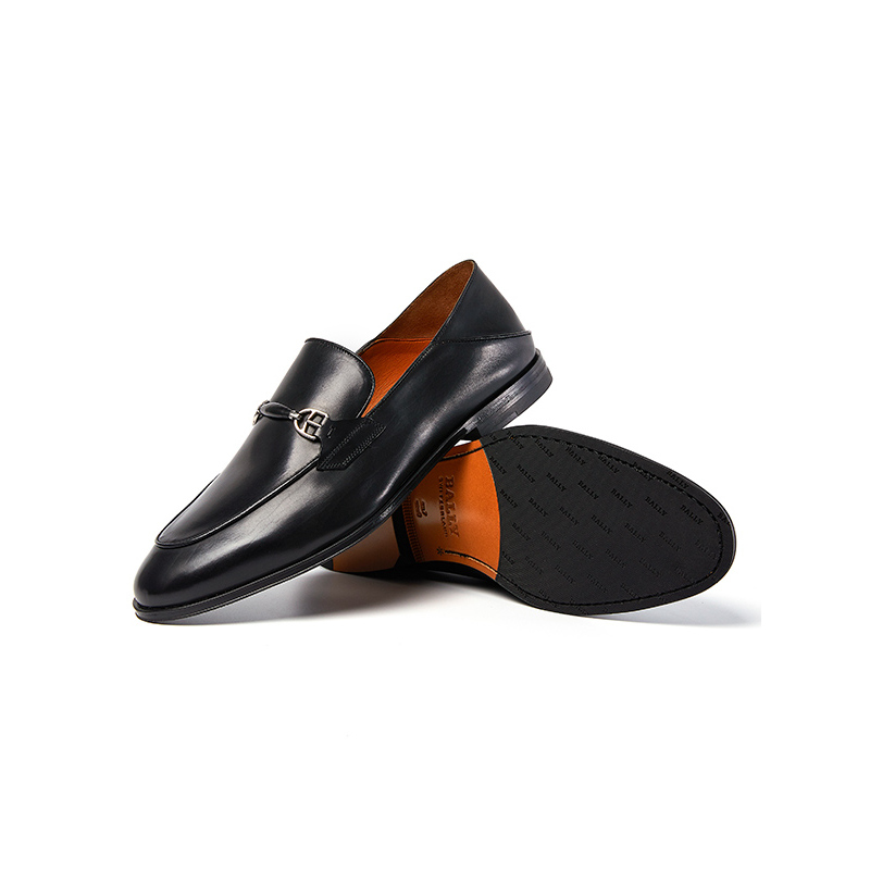 BALLY/巴利 WELITON男士黑色纯色小牛皮巴布什乐福鞋 6220956