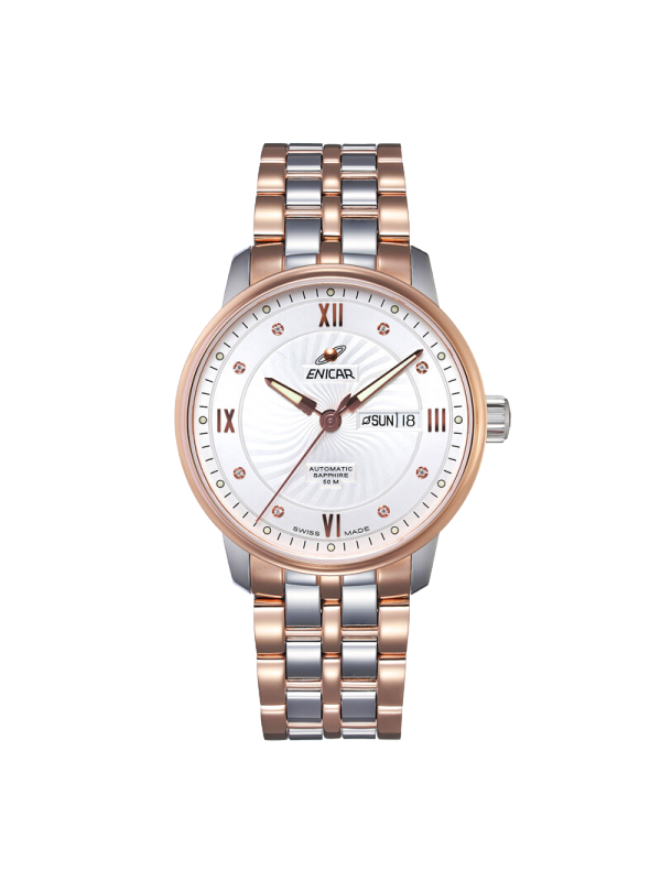 英纳格(enicar)经典系列时尚简约休闲商务钢带自动机械男士手表3168