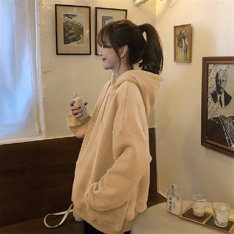 加绒卫衣女秋冬新款韩版宽松连帽炸街宽松设计感小众女上衣潮