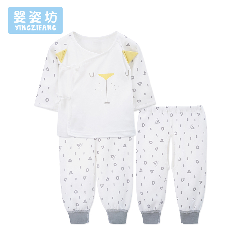秋季男童女童和尚服印花拼接长袖挖裆长裤家居服三件套