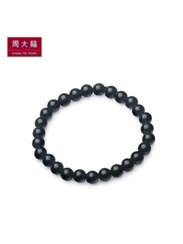 周大福珠宝首饰黑色玉髓手链