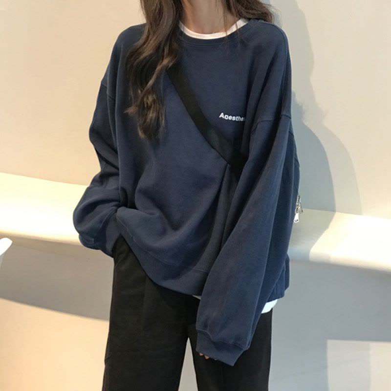 秋季新款韩版字母宽松显瘦长袖卫衣女学生薄款外套潮图片