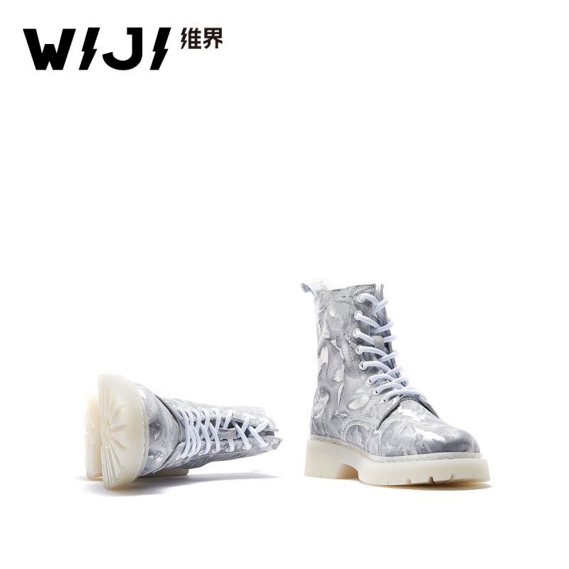WIJI冬季新款时尚潮流马丁靴个性青春休闲炫酷拼色透气舒适女鞋女图片
