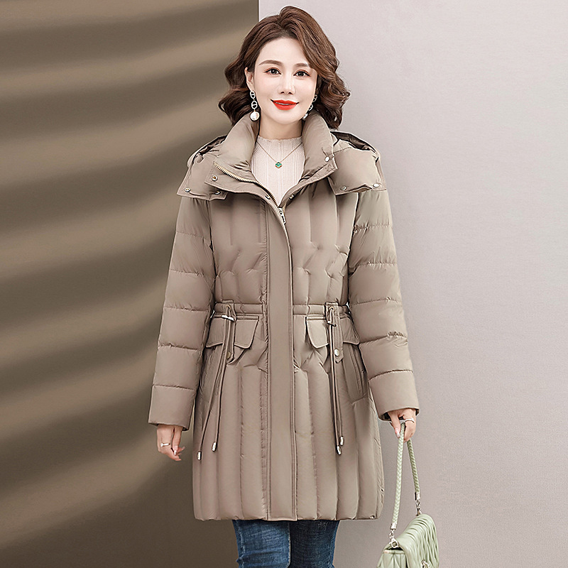 寻蔻家中老年妈妈装大码羽绒服中年女装90绒白鸭绒外套冬装女