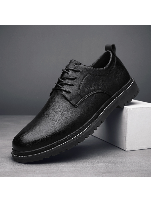 木林森男鞋新款低帮大头黑色工装马丁鞋靴男潮休闲鞋子英伦风皮鞋