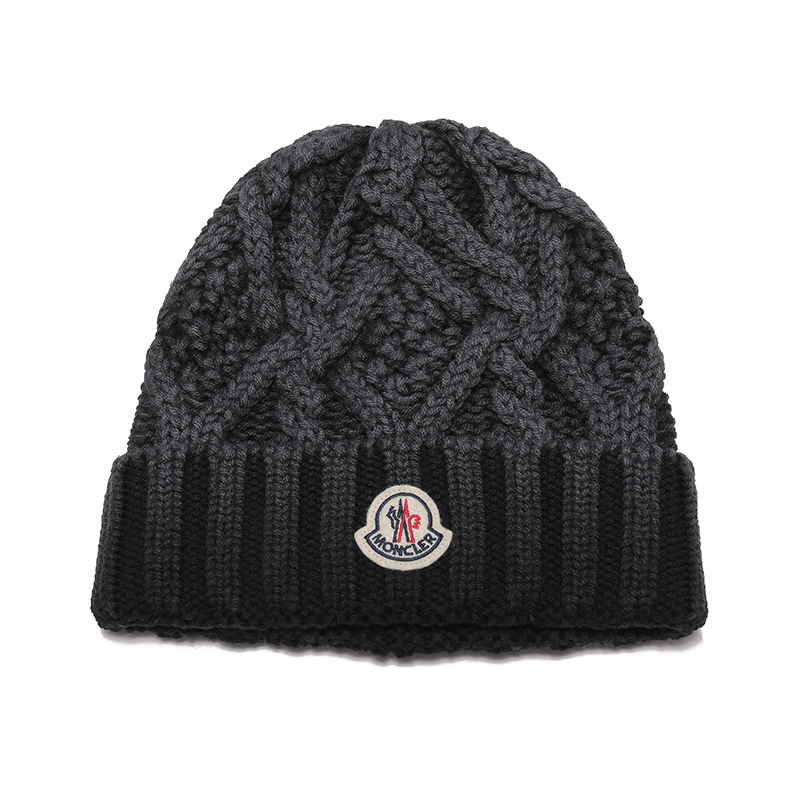 盟可睐/蒙口 MONCLER 男士羊毛帽子保暖针织帽做旧H2 091 3B00048 04629