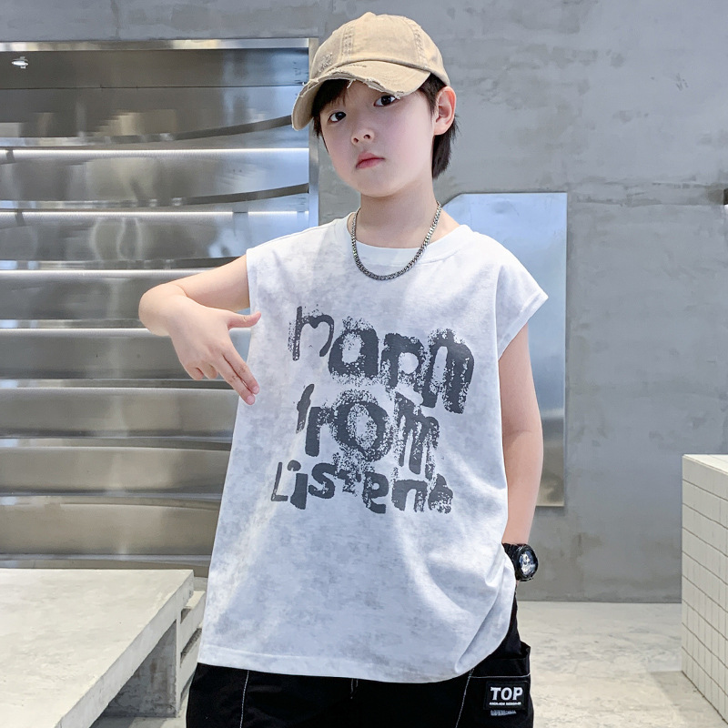 童装男童背心2025新款夏季男孩无袖T恤夏装儿童中大童夏款休闲潮T