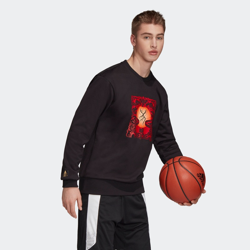 阿迪达斯男服卫衣CNY CREW篮球套头衫休闲运动服FT9758