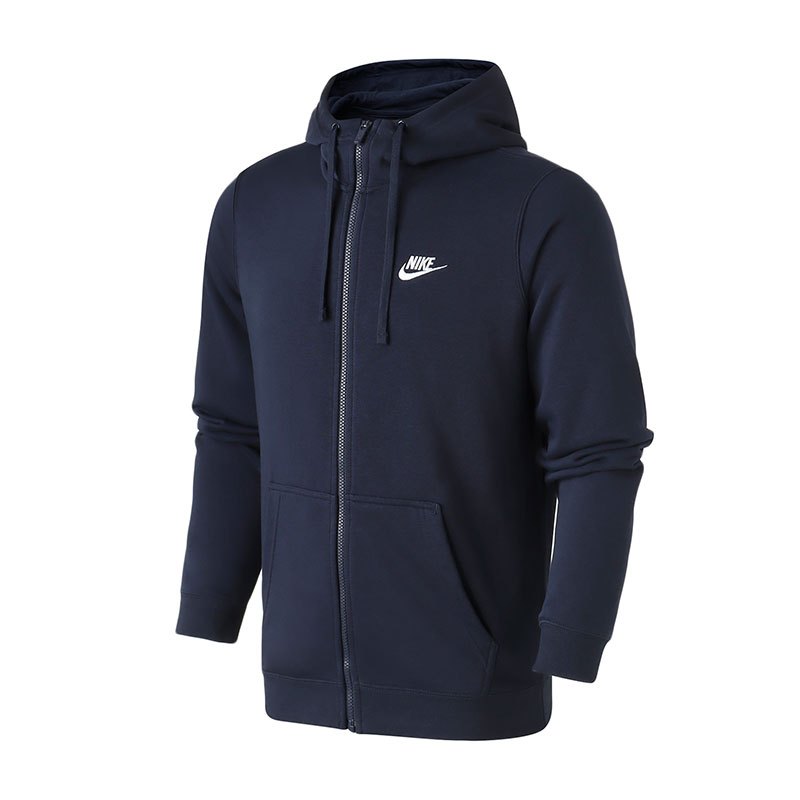 NIKE耐克男装夹克运动休闲黑色针织保暖连帽运动服外套804392