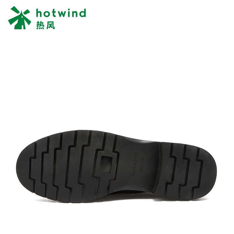 热风hotwind新款优雅时尚女士系带休闲鞋深口中跟单鞋H02W8140