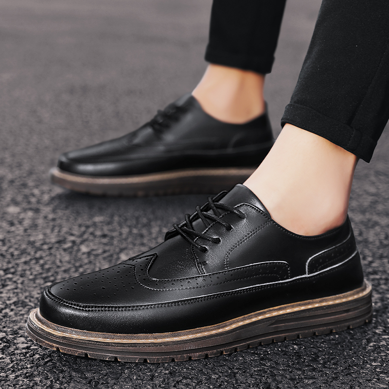 木林森男鞋2021年春秋新款韩版潮流板鞋耐磨百搭男士休闲皮鞋青年时尚