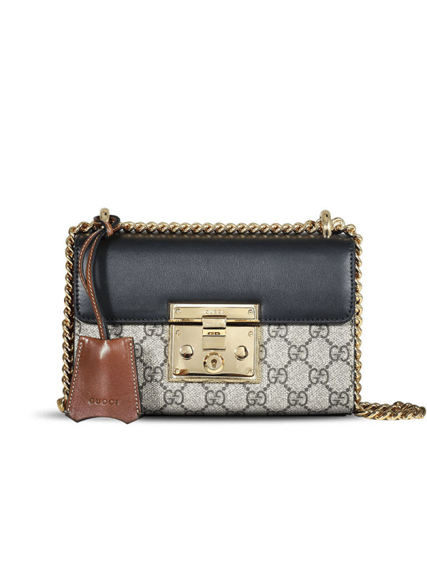 预售GUCCI Padlock 双G锁扣翻盖单肩包 拼色 20.5*13*7.5CM