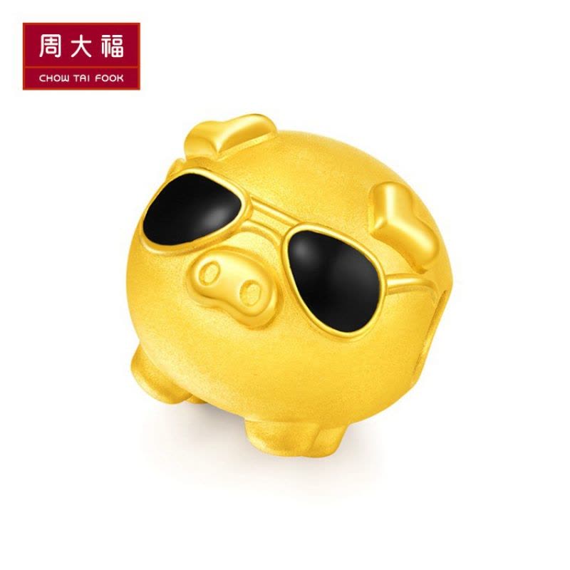 周大福潮萌墨镜猪金猪生肖珠足金金吊坠R【多款】甄选图片