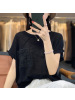 钩花针织短袖T恤女夏季新款竹节麻短袖宽松上衣欧货女装
