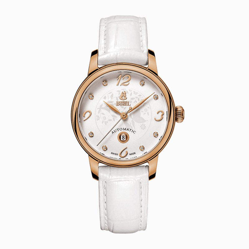 专柜同款瑞士依波路ernestborel蝴蝶花系列优雅玫瑰金皮带天然钻石