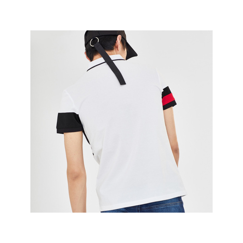 GXGPOLO衫男装夏季男士时尚修身黑白色个性数字短袖POLO衫男