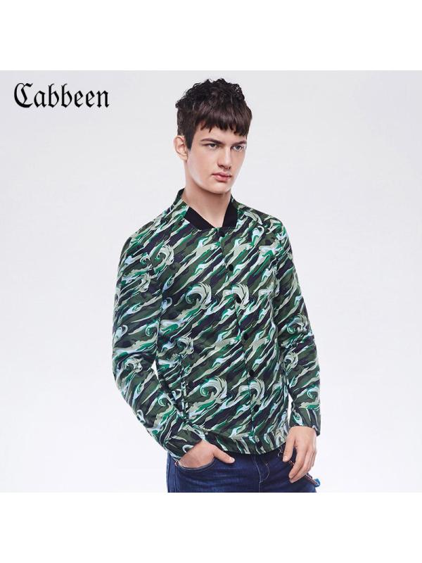 cabbeen男士夹克 卡宾夹克衫 纯棉修身休闲外套男士休闲夹克外套时尚b
