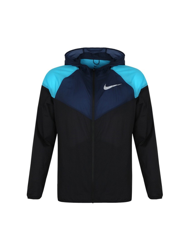 NIKE男装夹克2019新款拼接撞色连帽防风时尚休闲跑步运动服AR0258