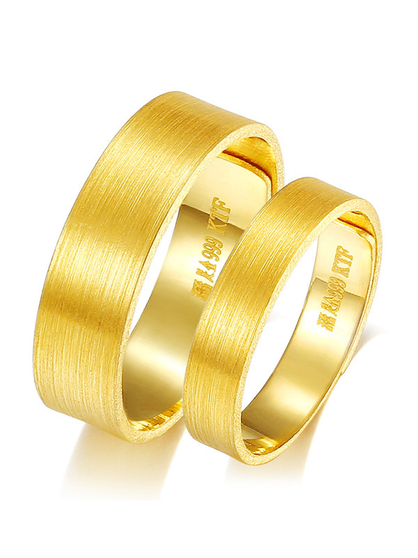 金大福(king tai fook) 首饰黄金戒指活口 开口光戒拉丝情侣戒指婚戒