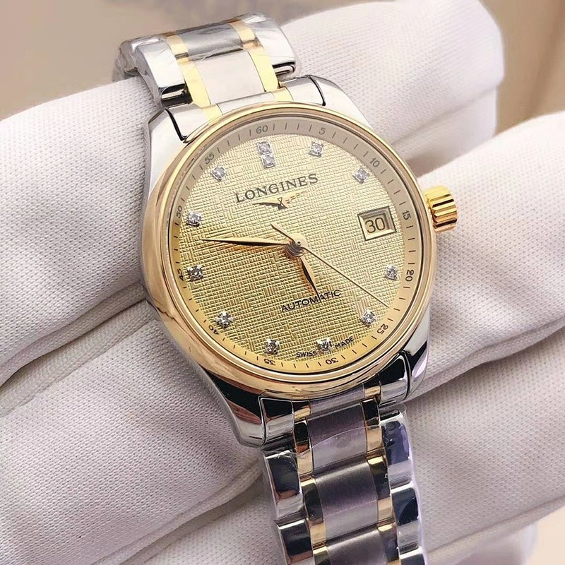 预售款瑞士浪琴longines名匠系列自动机械表女士手表钢带金色l2