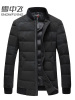 雪中飞2019冬季新款羽绒服男短款立领青年男士时尚印花潮流加厚外套