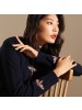 恒源祥半高领嵌花图案羊毛衫女19秋冬新款镶钻撞色毛衣复古针织衫
