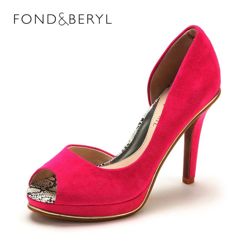 Fondberyl/菲伯丽尔 羊皮高跟金属鱼嘴单鞋FB42116615图片