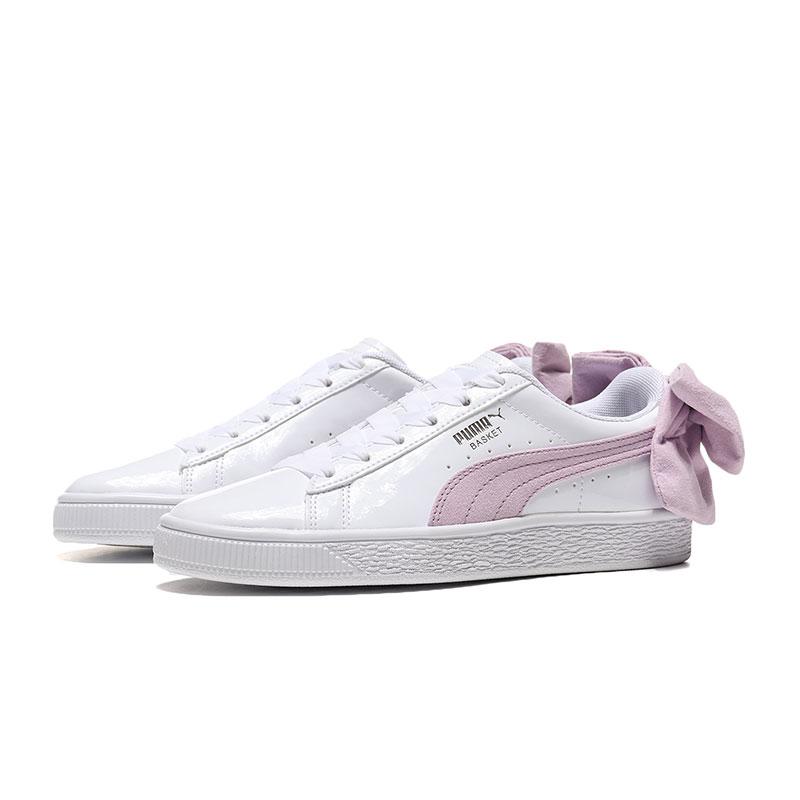 puma彪马女鞋运动鞋蝴蝶结休闲板鞋367353 36735302彪马白 淡紫色
