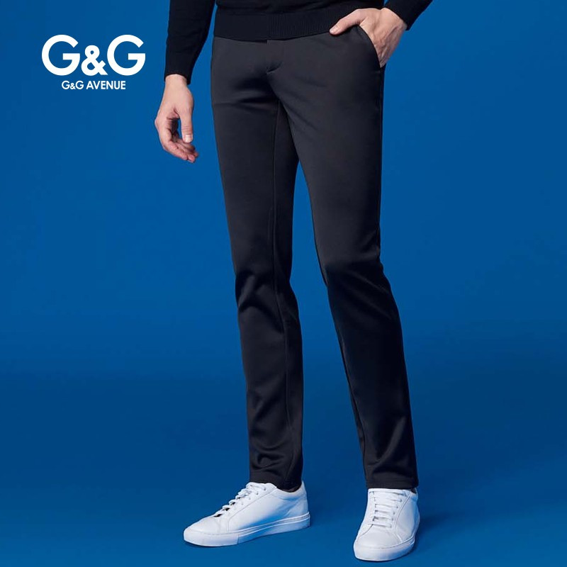 G＆G 秋季新品男士黑色休闲裤男商务简约修身小脚裤青年秋天裤子