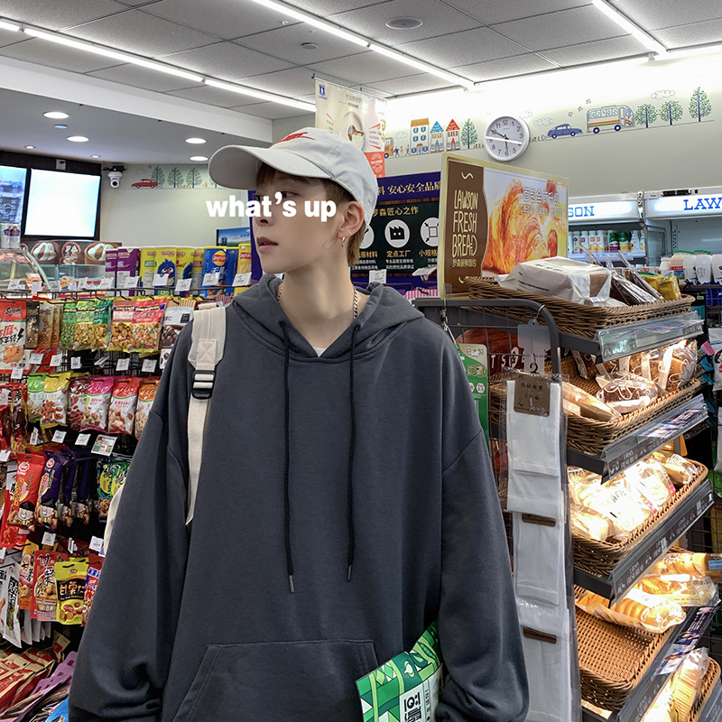 【秀衣记】20秋冬季新款潮牌补丁拼接连帽卫衣
