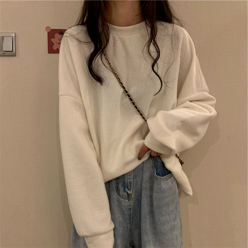 6535棉长袖卫衣女新款秋装内搭打底薄款百搭宽松学生外穿上衣