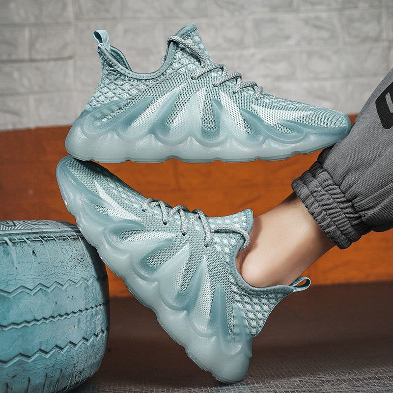 Ceba2021夏季新款火山底飞织椰子鞋潮流休闲运动鞋网面透气跑步鞋男鞋图片