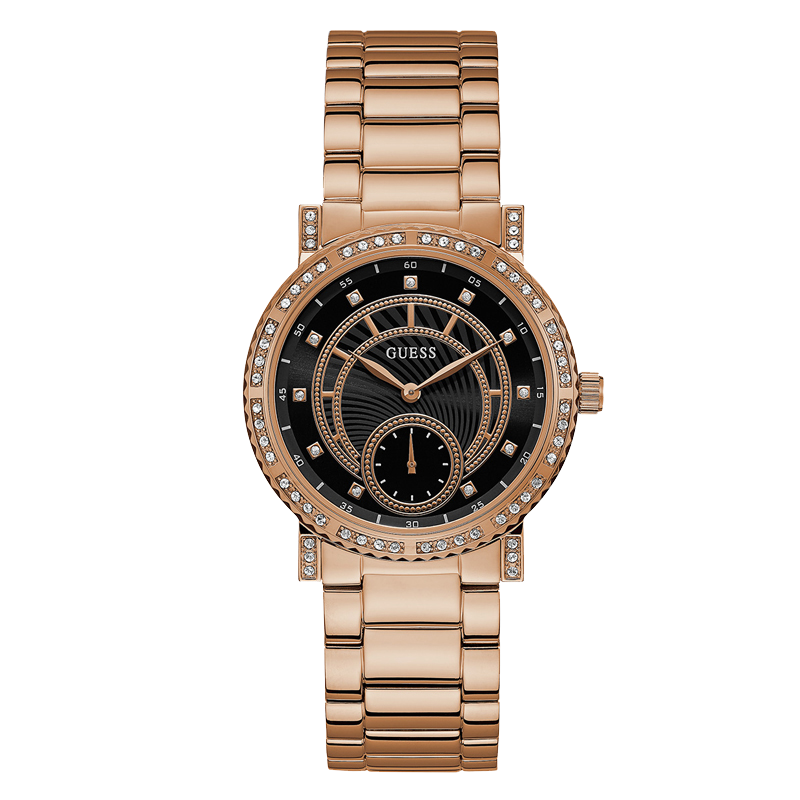 盖尔斯guess时尚优雅轻奢商务大气风范三眼计时多功能石英女士手表