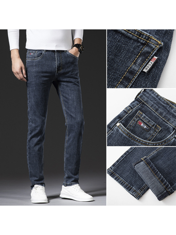 青年男士弹力牛仔裤男春季常规宽松小直筒长裤男装百搭休闲男裤