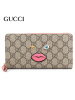GUCCI 古驰 gucci女包 女士经典双G粉色唇印长款钱包