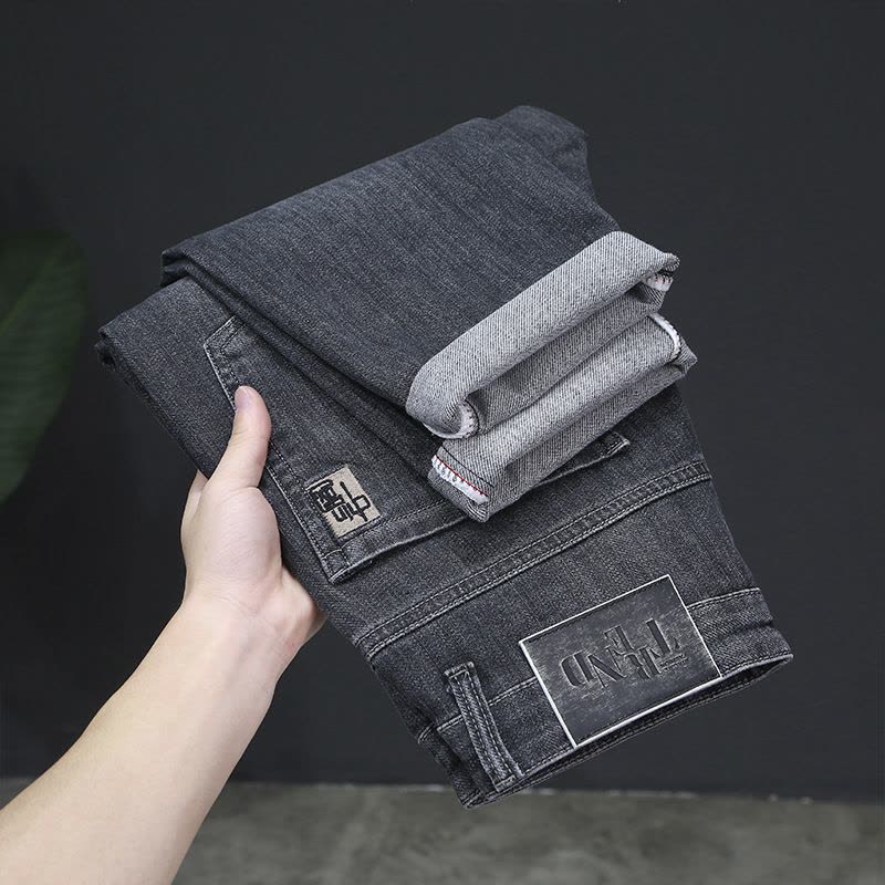 Ceba高弹力夏季薄款牛仔裤刺绣抖音男装长裤新塘牛仔裤男图片