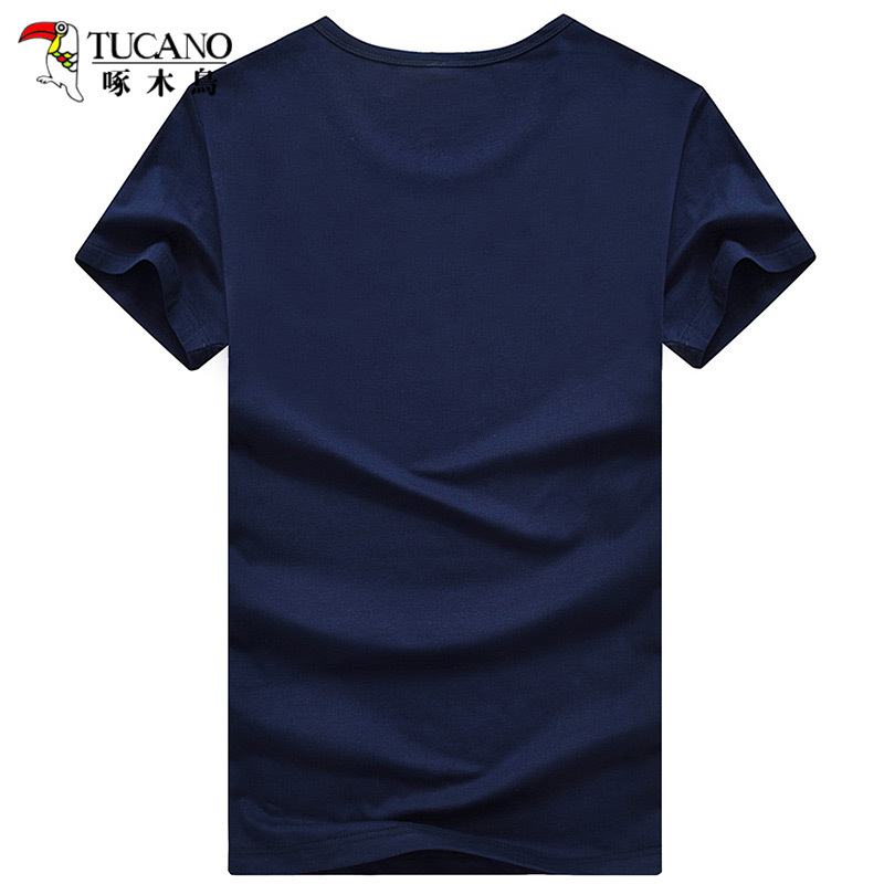 啄木鸟(TUCANO)短袖T恤男立领纯色商务休闲男士短T 17001ZM1729