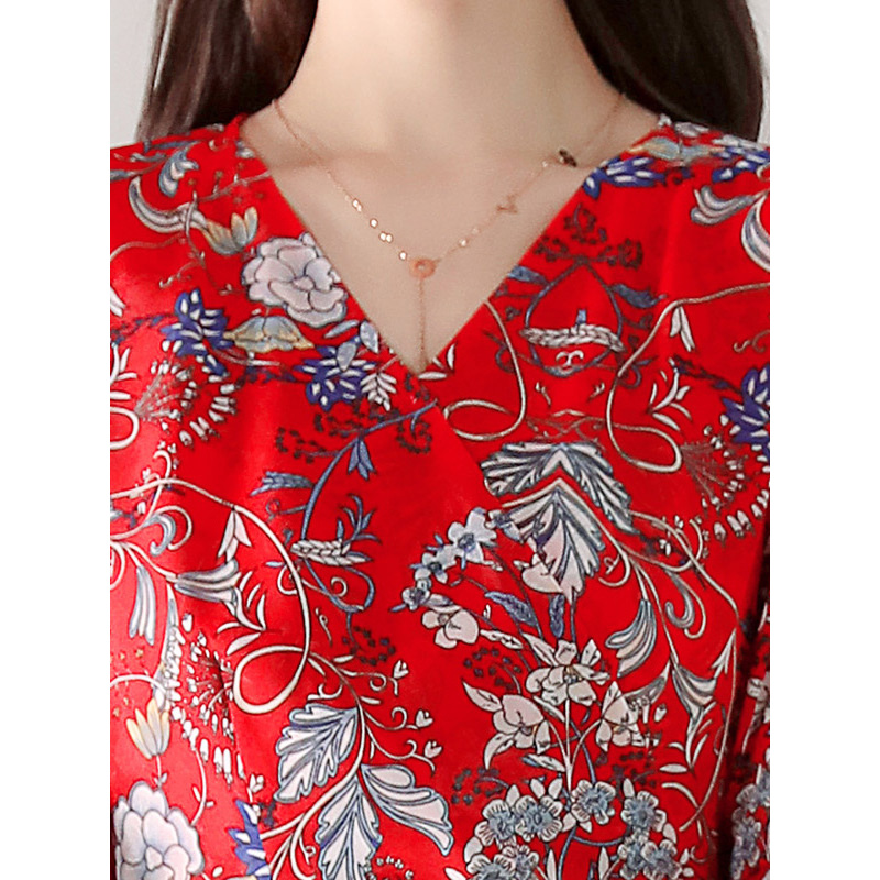 丝柏舍2018年夏季新款女装复古风不规则长款短袖连衣裙S82R0495L