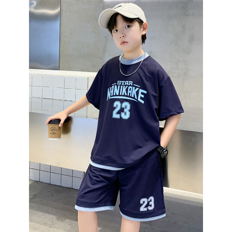 男童夏装套装大童夏款2025新款儿童男孩夏季短袖运动服帅气时髦潮