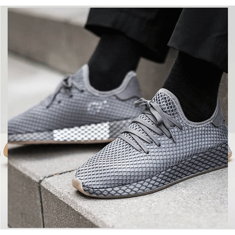 阿迪达斯三叶男鞋DEERUPT灰网格透气休闲鞋-CQ2627图片