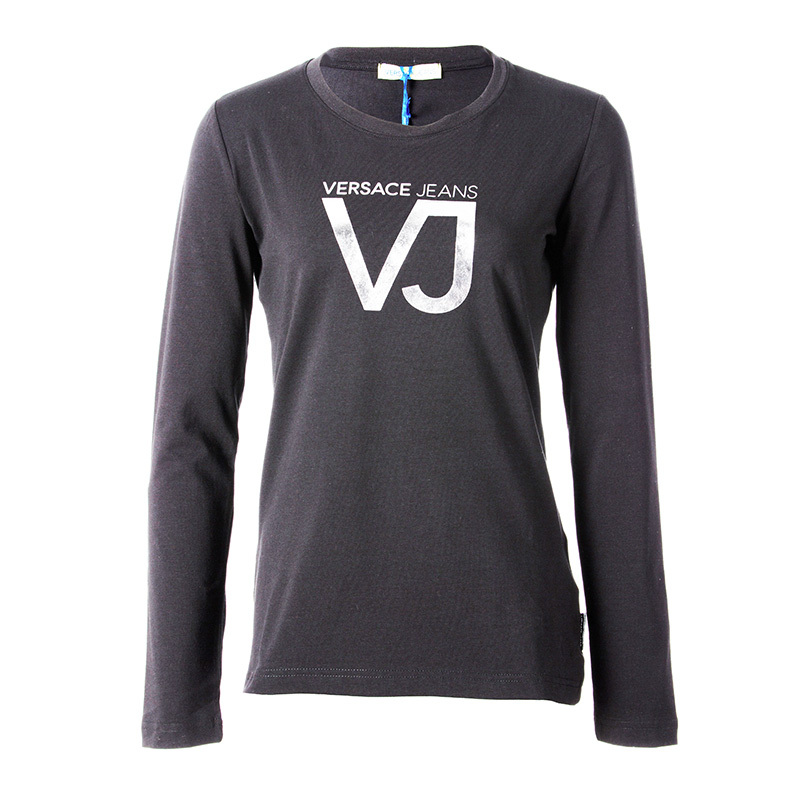 Versace jeans范思哲女装VJ女士长袖T恤圆领休闲上衣【官方验货】