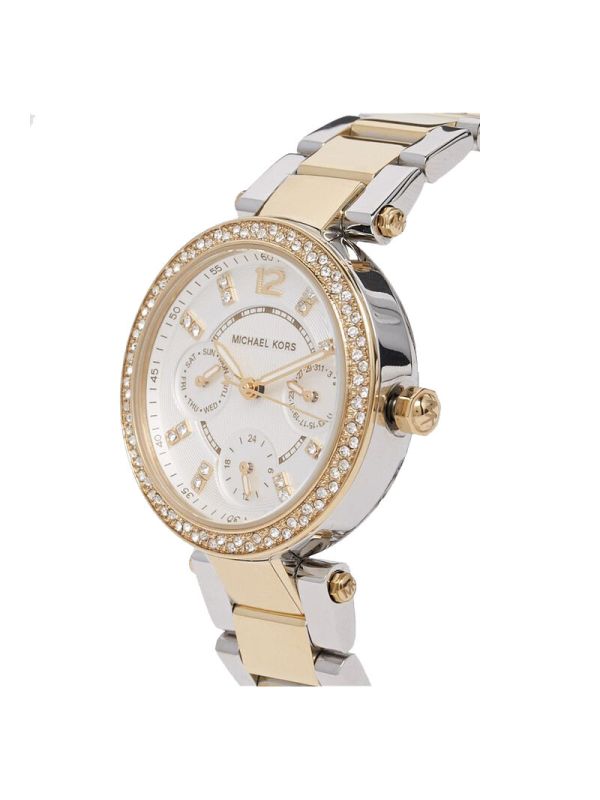 michaelkors手表圆盘钢链日历女士腕表mk6055
