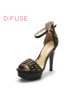 D：Fuse/迪芙斯夏新品羊皮铆钉水钻超高跟女凉鞋DF52113021