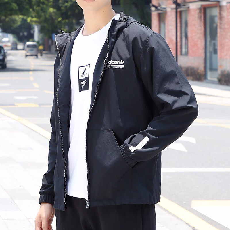 阿迪达斯（ADIDAS）男款运动服休闲跑步连帽夹克外套DX4236