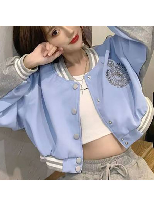 小清新外套女潮ins秋冬季新款上衣网红宽松小清新卫衣短款棒球服