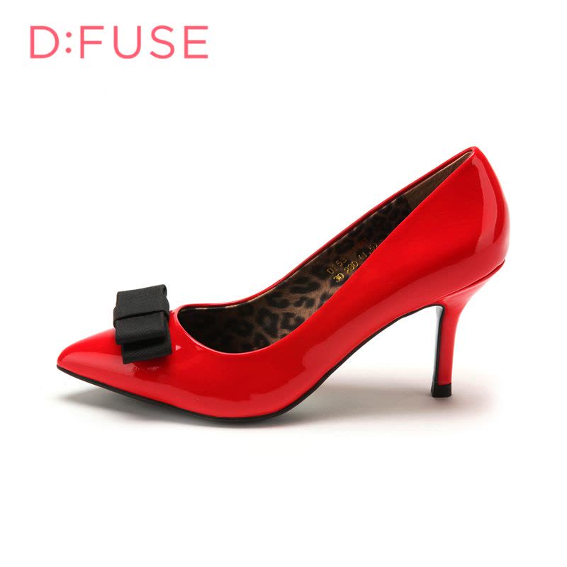 迪芙斯D:FUSE春季漆面牛皮高跟鞋增高蝴蝶结女士DF53113067图片