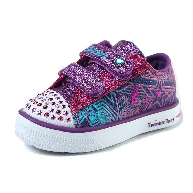 Skechers斯凯奇女婴童休闲鞋新款彩色闪灯低帮魔术贴运动鞋10728N